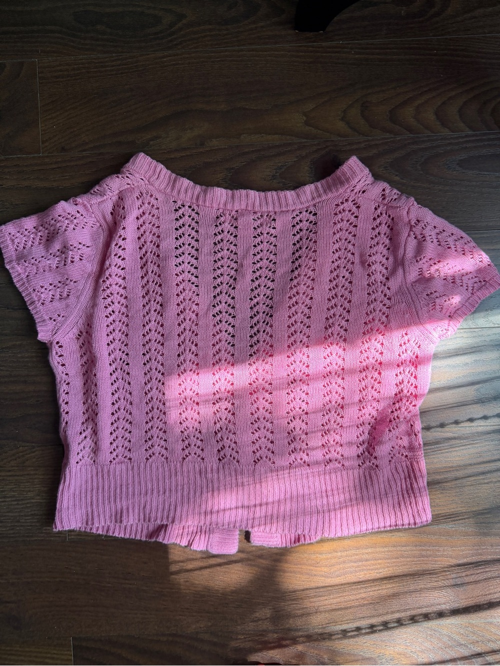 JohnPaulRichard Rose Pink Short-Sleeve Openwork V-Neck Cardigan - Picture 14 of 14